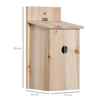 Outsunny Nistkasten 2er-Set für kleine Vögel 15 cm × 14 cm × 30 cm Tannenholz Natur(m-3)