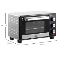 HOMCOM 16L Mini 1400W Countertop Oven - Black/Silver Tone(m-3)