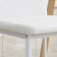 HOMCOM Set de 4 Sillas de Comedor Tapizadas de Piel Sintética con Respaldo Alto y Patas de Acero 41x50x97 cm Blanco(m-8)
