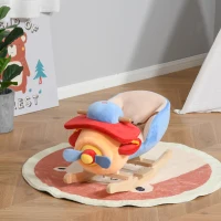 HOMCOM Caballo Balancín para Niños de +18 Meses Avión de Peluche con Música y Cinturón Seguridad Caballito Infantil 60x33x45 cm Multicolor(m-2)