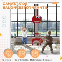 AIYAPLAY Canasta de Baloncesto para Niños Altura Ajustable con Fútbol Golf Lazo Juego de Lanzamiento de Pelota Rojo(m-4)