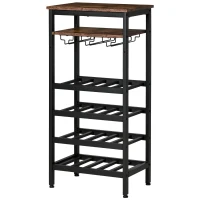 HOMCOM Weinregal Weinhalter Standregal für 20 Flaschen Flaschenregal Dekoregal für Bar Esszimmer Metall Schwarz 50 x 32 x 100 cm(m-8)