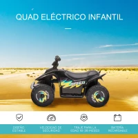 HOMCOM Quad Eléctrico para Niños de 18-36 Meses Vehículo Eléctrico Cuatrimoto a Batería 6V con Avance y Retroceso Carga Máx. 20 kg 72x40x45,5 cm Negro(m-4)