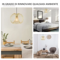 HOMCOM Lampada a Sospensione Altezza Regolabile, Illuminazione Moderna Soggiorno, Cucina, Camera da Letto, Colore Oro(m-7)