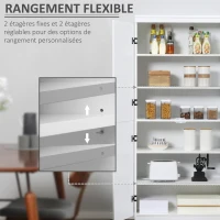 HOMCOM Armoire de cuisine buffet de salle à manger avec 4 portes 6 étagères de rangement style moderne 76 x 40 x 177 cm blanc(m-5)