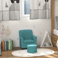 AIYAPLAY 2PCs Kids Sofa Set with Footrest, for Playroom, Bedroom, Blue(m-10)