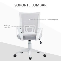 HOMCOM Silla de Escritorio de Malla Giratoria con Altura Ajustable Función de Basculante y Reposabrazos Carga 120 kg Gris(m-6)