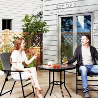 Outsunny Set of Two Folding Rattan Seat Chairs - Grey(m-4)