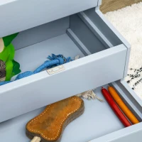 PawHut Escalera para Mascotas 3 Peldaños con Espacio de Almacenaje y Alfombra Antideslizantes Portátil 40,5x44,5x38 cm Gris(m-7)