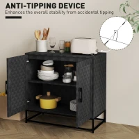 HOMCOM Modern Sideboard, Freestanding Sideboard Storage Cabinet with Adjustable Shelf and 2 Doors for Living Room, Black(m-6)