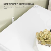 HOMCOM Nachttisch mit 2 Schubladen, elegante Metallgriffe in Gold, 40 x 40 x 50 cm, Weiß(m-7)