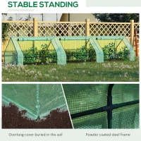 Outsunny Greenhouse Garden Planter PE Cover Metal Frame with Zipper 400 x 100 x 80CM - Green(m-5)