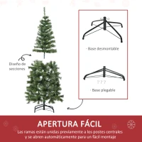 HOMCOM Árbol de Navidad Artificial 150 cm Ignífugo con 367 Ramas Hojas de PVC Decoración Navideña para Interiores Verde(m-5)