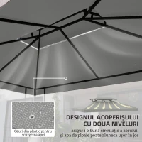 Outsunny Gazebo Roof Replacement, for 3 x 4m Frames - Light Grey(m-4)