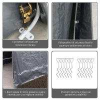Outsunny Tendone Garage per Auto, Moto e Attrezzi in Metallo e Tessuto PE, 280x240x240cm, Grigio(m-6)