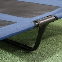 PawHut Hundebett mit Baldachin, Outdoor-Hundebett, klappbar, erhöhter Stand, Blau + Schwarz(m-9)