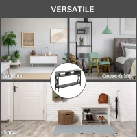 HOMCOM Tavolo Consolle Stile Vintage Industriale con 3 Ripiani e Telaio in Metallo, Grigio e Nero, 120x23.5x75cm(m-7)