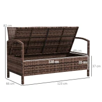 Outsunny 125L Storage Garden Bench, with Cushion - Brown(m-3)