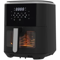 HOMCOM 6.5L 8 in 1 Digital Air Fryer Oven with Visible Window, Rapid Air Circulation, Adjustable Temp, Timer, Recipes and Non-stick Basket, 1500W, Black(m-11)