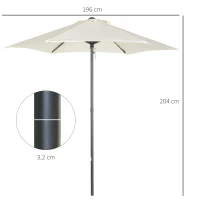 Outsunny Parasol droit ronde parasol de jardin Ø 2 m mât en aluminium 6 baleines métal et toile beige(m-3)