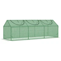 Outsunny Mini Serra da Giardino con 3 Finestre Avvolgibili e Copertura PE Anti-UV, 180x60x60cm, Verde(m-10)