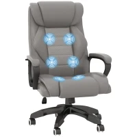 Vinsetto Office Chair with 6-Point Maaage and Back Heat, PU Desk Chair with Padded Seat and Armrest, Computer Chair with Tilt Function for Home, Grey(m-11)