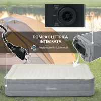 Outsunny Letto Gonfiabile Singolo con Pompa di Gonfiaggio Inclusa e Borsa, 203x152x46cm, Beige(m-5)