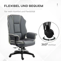 Vinsetto Ergonomischer Bürostuhl, extra gepolstert, Liegefunktion, Kunstleder, 76x80x118-124 cm, Dunkelgrau(m-7)