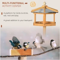 PawHut Vogelhaus mit Ständer wetterfestes Vogelfutterhaus mit wetterfestem Zinkdach Futterhaus aus Holz für Wildvögel 40 x 40 x 113 cm Gelb(m-6)