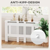 HOMCOM Heizkörperverkleidung, Lamellendesign, verstellbare Länge 125-201 cm, MDF, Weiß(m-6)