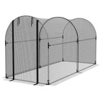 Outsunny Serra per Piante con Rete a Tunnel, con Porta a Cerniera, 1.2x3x1.5m, Nero(m-10)