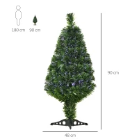HOMCOM Albero di Natale a Fibre Ottiche 90cm con 90 Folti Rami in PVC, Decorazione di Natale con Luci di 4 Colori(m-3)
