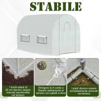 Outsunny Serra a Tunnel per Orto 3x2x2m con Copertura in PE, 2 Porte e Struttura in Acciaio, Bianco(m-6)