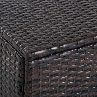 Outsunny Poly Rattan Hocker mit Kissen Gartenhocker Sitzhocker Fußhocker Rattanhocker Balkon Sitzhocker Gartenmöbel Braun+Cremeweiß 50 x 50 x 35 cm(m-9)