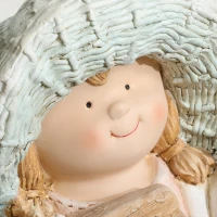 Outsunny Gartenfigur "Mädchen mit Laterne", Gartendekoration, wetterbeständig, 29 cm x 18 cm x 43 cm(m-7)