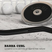 SPORTNOW Barra de Pesas de Acero 120 cm Barra Curl EZ con 2 Presillas Carga 100 kg para los Discos de Ø5 cm Negro y Plata(m-4)