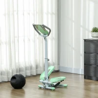 SPORTNOW Stepper con Manubrio e Gradino Regolabile e Monitor LCD, in Acciaio e ABS, 48x38x108-118 cm, Verde(m-2)