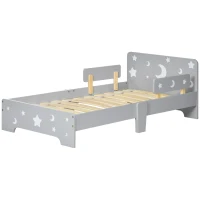ZONEKIZ Kids Toddler Bed, with Star and Moon Patterns, Side Rails, for Ages 3-6 Years - Grey(m-11)