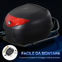 HOMCOM Baule Bauletto per Moto Motorini Scooter Posteriore Universale in Plastica 40 x 38 x 28cm Nero, 24L(m-7)