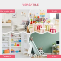 ZONEKIZ Scaffale Portagiochi per Bambini con Ripiani Aperti e Cassetti con Rotelle, Rosa(m-6)