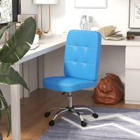 Vinsetto Silla de Oficina sin Brazos Silla de Escritorio Giratorio de Piel Sintética con Altura Ajustable 45x59x90-100 cm Azul(m-2)