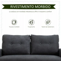 HOMCOM Divano 2 Posti Moderno in Stile Nordico con Schienale Trapuntato in Tessuto, 145x76x88 cm, Grigio(m-5)