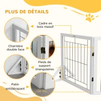 PawHut Barrière de sécurité pour chien barrière de protection à 4 panneaux pliante clôture pour animal domestique(m-7)