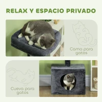 PawHut Rascador para Gatos 134 cm Torre para Gatos con Nidos Plataformas Bolas de Juguete y Postes de Sisal Gris Oscuro(m-5)