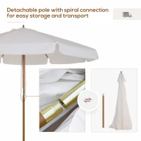 Outsunny 3.3m Elegant Wooden Parasol - Cream(m-4)
