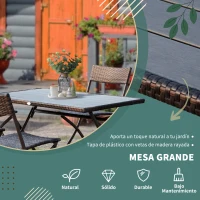 Outsunny Conjunto de Jardín Incluye Mesa 120x70x71 cm y 6 Sillas Plegables de Ratán Sintético para Exterior 61x46x84 cm Marrón(m-4)