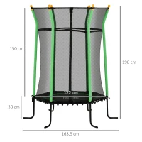HOMCOM Trampolin für Kinder, Ø163,5 cm, mit Sicherheitsnetz, gepolstert, Stahl, belastbar bis 50 kg(m-3)