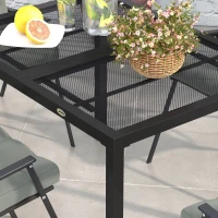 Outsunny Four-Seater Steel Garden Table, with Wired Top - Grey(m-7)