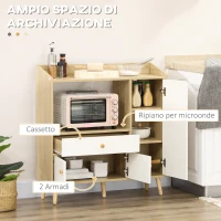 HOMCOM Mobile Cucina per Microonde con 2 Armadietti e Cassetto, 90x30x94cm, in MDF(m-4)