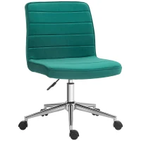 HOMCOM Bürostuhl Office-Stuhl Schreibtischstuhl, höhenverstellbar, Samtoptik, 51 cm x 64 cm x 78-88 cm, Grün(m-10)